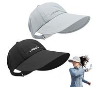 XKrmp 2-Pack UPF 50+ Sun Protection Baseball Hat, Ponytail Friendly Open-Top Visor, UV Wide Brim Quick-Dry cap for Men Women (B)