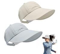 XKrmp 2-Pack UPF 50+ Sun Protection Baseball Hat, Ponytail Friendly Open-Top Visor, UV Wide Brim Quick-Dry cap for Men Women (C)