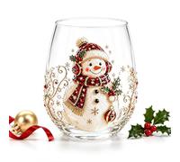 XKrmp 3D Christmas Tree Glass Art Cup, 12 Oz Raised Holiday Drinkware (C)