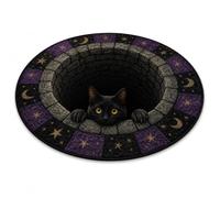 XKrmp 3D Haunted Staircase Halloween Rug, Round Optical Illusion Floor Mat (K,60×60 cm)