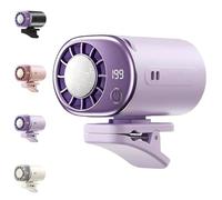 XKrmp Car Clip on Air Conditioner Fan, 16℃ Semiconductor Instant Cooling Drops Temp in 3s, 199 Speeds Portable Mini Fan with LED Display, 360° Rotation 2000mAh USB Rechargeable for Auto/Tent (Purple)