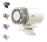 XKrmp Car Clip on Air Conditioner Fan, 16℃ Semiconductor Instant Cooling Drops Temp in 3s, 199 Speeds Portable Mini Fan with LED Display, 360° Rotation 2000mAh USB Rechargeable for Auto/Tent (White)