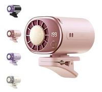 XKrmp Car Clip on Air Conditioner Fan, 16℃ Semiconductor Instant Cooling Drops Temp in 3s, 199 Speeds Portable Mini Fan with LED Display, 360° Rotation 2000mAh USB Rechargeable for Auto/Tent (Pink)