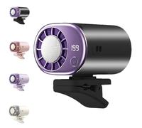 XKrmp Car Clip on Air Conditioner Fan, 16℃ Semiconductor Instant Cooling Drops Temp in 3s, 199 Speeds Portable Mini Fan with LED Display, 360° Rotation 2000mAh USB Rechargeable for Auto/Tent (Black)