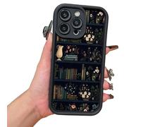 XKrmp Cartoon Bookshelf Pattern TPU Phone Case | Shockproof Soft Silicone Protective Cover with Anti-Slip Grip & Cartoon Bookcase Design for iPhone Series (#5,For Iphone 15 plus)