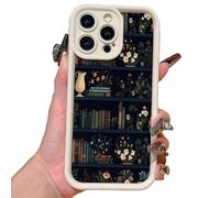 XKrmp Cartoon Bookshelf Pattern TPU Phone Case | Shockproof Soft Silicone Protective Cover with Anti-Slip Grip & Cartoon Bookcase Design for iPhone Series (#4,For Iphone 16 plus)