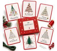 XKrmp Christmas Card Stitching Kit, DIY Embroidery Cards with Colorful Thread (Style# A)