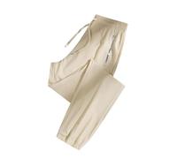 XKrmp Comfortable Pants for Women Casual, Ultra Stretch Ice Silk Pull-On Ageless Travel Pants with Pockets (Apricot-Jogger,S)