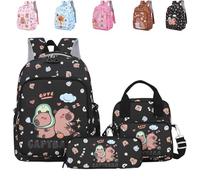 XKrmp Cute Kawaii School Bookbag , Kawaii Capivara Backpack, Captbara Bara Funny Backpackwith Lunch Bag and Pencil Case, Cute Cartoon Bookbag for Kids Teens Daily Use (#5)