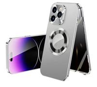 XKrmp Double-Sided Magnetic Tempered Glass Case for iPhone Series, Metal Bumper Adsorption | Shockproof Protection (#2,For Iphone 12 pro max)