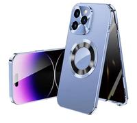 XKrmp Double-Sided Magnetic Tempered Glass Case for iPhone Series, Metal Bumper Adsorption | Shockproof Protection (#3,For Iphone 13)