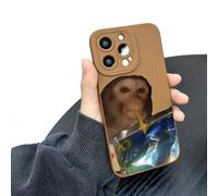 XKrmp Funny Monkey Phone Case, Slim Shockproof TPU Cover for iPhone 11-17 Pro Max, Anti-Fade Quirky Sipping Meme (F,For IPHONE 12 PRO MAX)