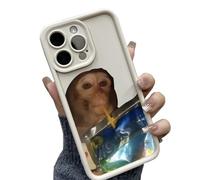 XKrmp Funny Monkey Phone Case, Slim Shockproof TPU Cover for iPhone 11-17 Pro Max, Anti-Fade Quirky Sipping Meme (K,For IPHONE 17)