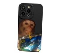 XKrmp Funny Monkey Phone Case, Slim Shockproof TPU Cover for iPhone 11-17 Pro Max, Anti-Fade Quirky Sipping Meme (D,For IPHONE 15 PLUS)