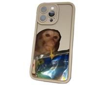XKrmp Funny Monkey Phone Case, Slim Shockproof TPU Cover for iPhone 11-17 Pro Max, Anti-Fade Quirky Sipping Meme (I,For IPHONE 15)