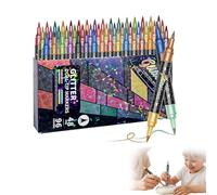 XKrmp Glitter Brush Markers for Drawing - Non Bleed Metallic Marker Pens, 1-5mm Soft Tip & Fine Point Double Tip Art Markers for Adult Coloring, Journaling, Kids Classroom & Cards (96)