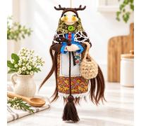 XKrmp Kitchen Witch Doll for Good Luck, 7 Inch Hanging Broomstick Ornament (STYLE# A)