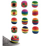 XKrmp Knitted Footbag Set - Soft Pre-Broken in Crochet Kick Bags for Adults, Classic Dead-Drop Professional Juggling Balls for Stalls, Handwoven Outdoor Party Toss Toys (6/12/24 Pack) (12PCS)