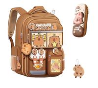 XKrmp Large Cute Capybara Backpack for School - Kawaii Bookbag with Lunch Compartment & Padded Straps | Capybara School Supplies for Kids Boys Girls