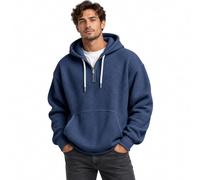 XKrmp Men's Quarter Zip Waffle Knit Hoodie, Loose Fit Pullover with Pockets | Breathable Textured Fabric • Long Sleeve Sweatshirt • Neutral Color Options