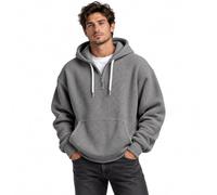 XKrmp Men's Quarter Zip Waffle Knit Hoodie, Loose Fit Pullover with Pockets | Breathable Textured Fabric • Long Sleeve Sweatshirt • Neutral Color Options