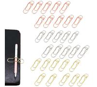 XKrmp Metal Pen Holder for Notebook 30 Pcs - Heart Paper Pen Clips in 3 Colors, Portable Pencil Clips for Clipboard, Travelers Notebook, Journal & Desk Organization (30Pcs)