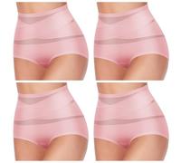 XKrmp Plus Size Tummy Control Panties for Women - High Waisted Seamless Underwear No Curling Shapewear Briefs with Cross Mesh (F,L)