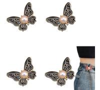 XKrmp Removable Butterfly Waist Adjustment Buckle - No-Sew Adjustable Jean Buttons Detachable Alloy Buckle Clips for Loose Pants/Skirts, Decorative & Functional (8 Colors) (7,4 PCS)