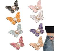 XKrmp Removable Butterfly Waist Adjustment Buckle - No-Sew Adjustable Jean Buttons Detachable Alloy Buckle Clips for Loose Pants/Skirts, Decorative & Functional (8 Colors) (MIX,4 PCS)