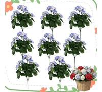 XKrmp Spring Porch Refresh Artificial Hydrangea Flowers, UV Resistant Silk Floral Stems for Outdoor Planters, 16-Inch Faux Fake Plants for Window Box, Garden & Home Wedding Decor, 6/8/10 Pcs (C,8Pcs)