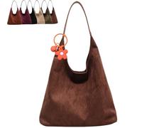 XKrmp Suede Bag for Women, Brown Slouchy Shoulder Bag, Suede Hobo Bags, Ideal Fall Purse with Roomy Interior for Daily Use (#2)