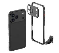 XKrmp Ultra-Thin Metal Frame Heat Dissipation Case with Lens Protector for iPhone Series - Slim Hard Titanium Shockproof Design & Detachable Metal Lens Cover Seahorse Buckle (#1,for IPhone 15)