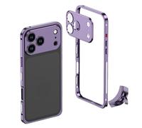 XKrmp Ultra-Thin Metal Frame Heat Dissipation Case with Lens Protector for iPhone Series - Slim Hard Titanium Shockproof Design & Detachable Metal Lens Cover Seahorse Buckle (#8,for IPone 17)