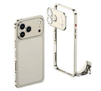 XKrmp Ultra-Thin Metal Frame Heat Dissipation Case with Lens Protector for iPhone Series - Slim Hard Titanium Shockproof Design & Detachable Metal Lens Cover Seahorse Buckle (#4,for IPhone 16)