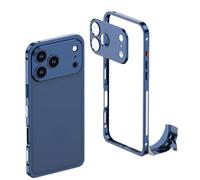 XKrmp Ultra-Thin Metal Frame Heat Dissipation Case with Lens Protector for iPhone Series - Slim Hard Titanium Shockproof Design & Detachable Metal Lens Cover Seahorse Buckle (#3,for IPhone 13)