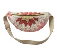 XKrmp Vintage-Inspired Patchwork Sling Bag, Bohemian Quilted Fabric Crossbody Shoulder Bag with Adjustable Strap (D)