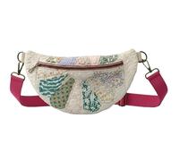 XKrmp Vintage-Inspired Patchwork Sling Bag, Bohemian Quilted Fabric Crossbody Shoulder Bag with Adjustable Strap (B)