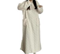 XKrmp Winter Coral Velvet Home Clothes for Women, Soft Warm Fleece Pajama Set with Long Sleeves for Cozy Home Nights (White,S)