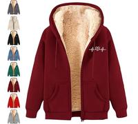 XKrmp Women's Fleece Jacket Sherpa Lined Full Zip Hoodie Winter Coat Warm Plush Pullover with Pockets, Warm Plush Coat (#5,M)