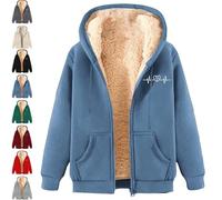 XKrmp Women's Fleece Jacket Sherpa Lined Full Zip Hoodie Winter Coat Warm Plush Pullover with Pockets, Warm Plush Coat (#3,L)