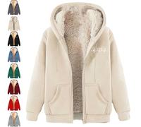 XKrmp Women's Fleece Jacket Sherpa Lined Full Zip Hoodie Winter Coat Warm Plush Pullover with Pockets, Warm Plush Coat (#2,L)