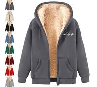 XKrmp Women's Fleece Jacket Sherpa Lined Full Zip Hoodie Winter Coat Warm Plush Pullover with Pockets, Warm Plush Coat (#8,L)