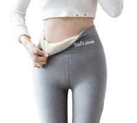 XKrmp Women's Soft Clouds Fleece Lined Leggings - High Waist Thermal Winter Pants with Tummy Control for Casual, Cold Weather (Gray,M)