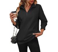 XKrmp Women's Zip-Up Dropped Shoulder Sweatshirt, Dropped Shoulder Half Zip, Long Sleeves Hoodless Sweater for Fashion Wear (Style#6,XXL)