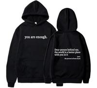 XKrmp You Are Enough Unisex Hoodie, The Hope Hoodie, Oversized Aesthetic Graphic Sweatshirt Pullover Top, for Everyday Comfort (#5,M)