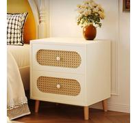 XKSJCDR Comodino In Legno Massello, Armadio Compatto, Cassetti Scorrevoli Silenziosi, Cassetti Capienti, Finitura Ecologica In Pelle Resistente Ai Graffi Dei Gatti, Uso Domestico(Cream,L 50cm/19.6in)