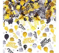 XKSOCT Anni Compleanno Coriandoli,Coriandoli Argento Oro Nero Happy Birthday Coriandoli per La Festa Compleanno Anniversario Matrimonio Decorazione della Tavola