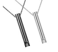 XKSOCT Collana Consapevole Antistress Collana per l'ansia Elementi di Sollievo dall'ansia Collana con Fischietto per Ansia Dispositivo di Esercizio respiro per Meditazione(Nero, Argento)