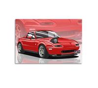 XKUGA JDM - Poster con auto rossa MX-5 Giappone di lusso con auto sportive, poster decorativo da parete su tela, poster decorativo moderno per camera da letto, per famiglia e camera da letto, 40 x 60