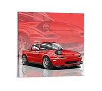 XKUGA JDM - Poster con auto rossa MX-5 Giappone di lusso con auto sportive, poster decorativo da parete su tela, poster decorativo moderno per la camera da letto, 70 x 70 cm